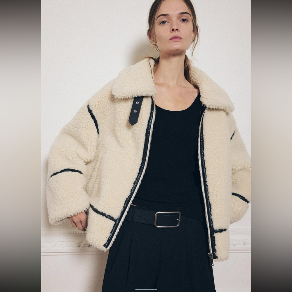 fleece biker jacket zara